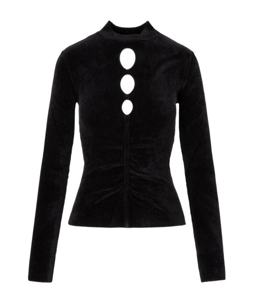 Msgm Cut-out Detail Knitted Top In Black