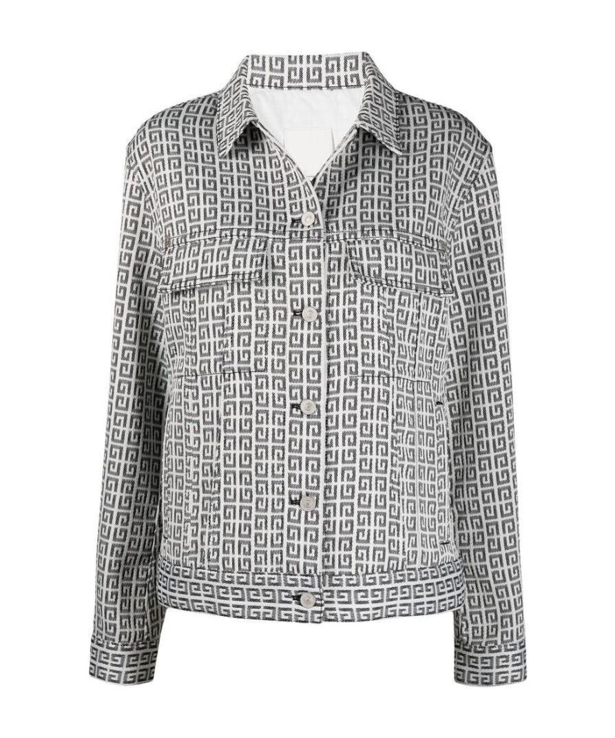 Givenchy 4g Jacquard Denim Jacket In Gray