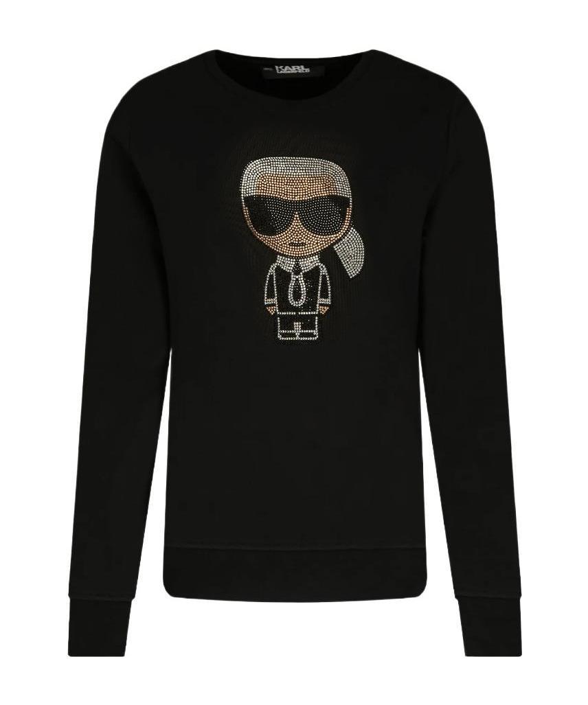 Shop Karl Lagerfeld Crystal-embellished Sweatshirt In Black