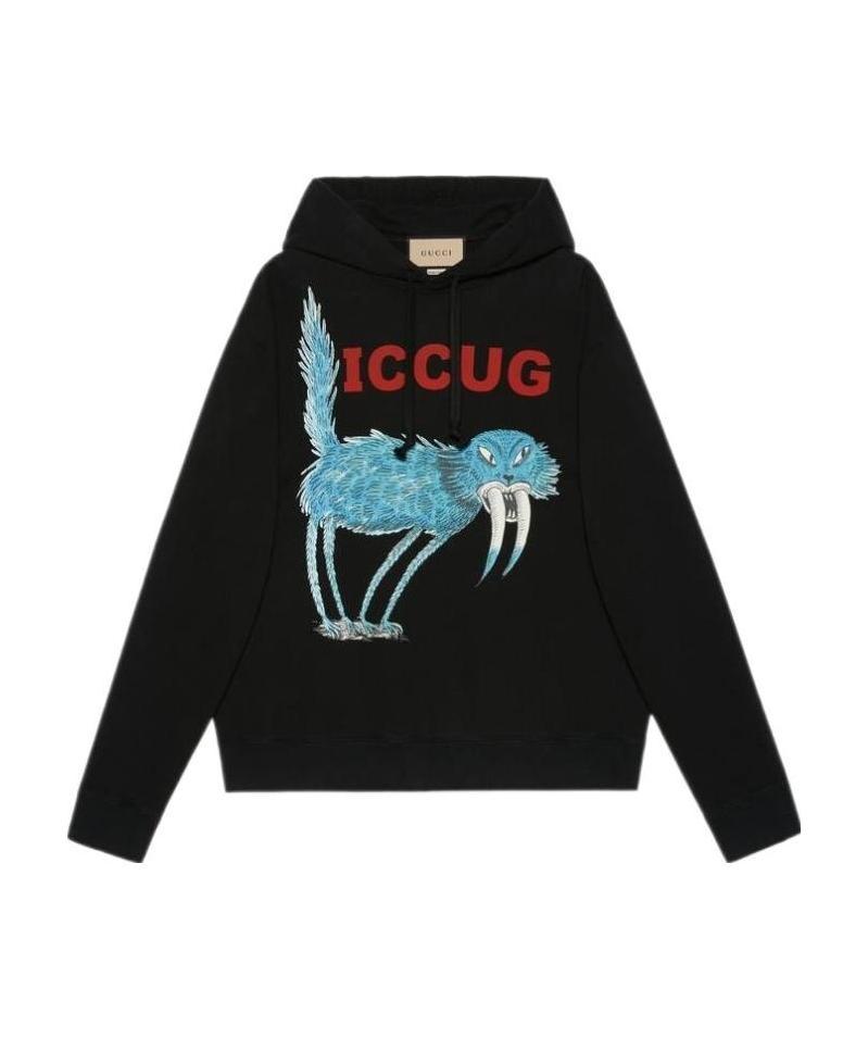 Gucci X Freya Hartas Iccug-print Hoodie In Black
