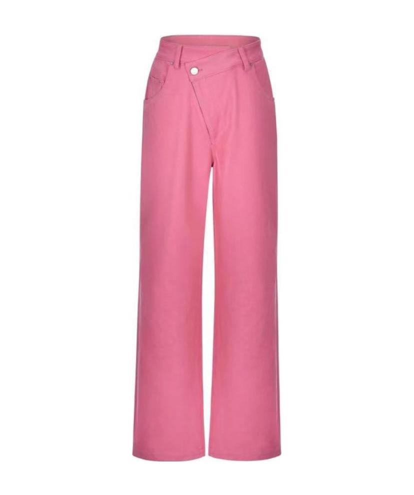 Three Quarters Wide-legged Casual Pants In Pink