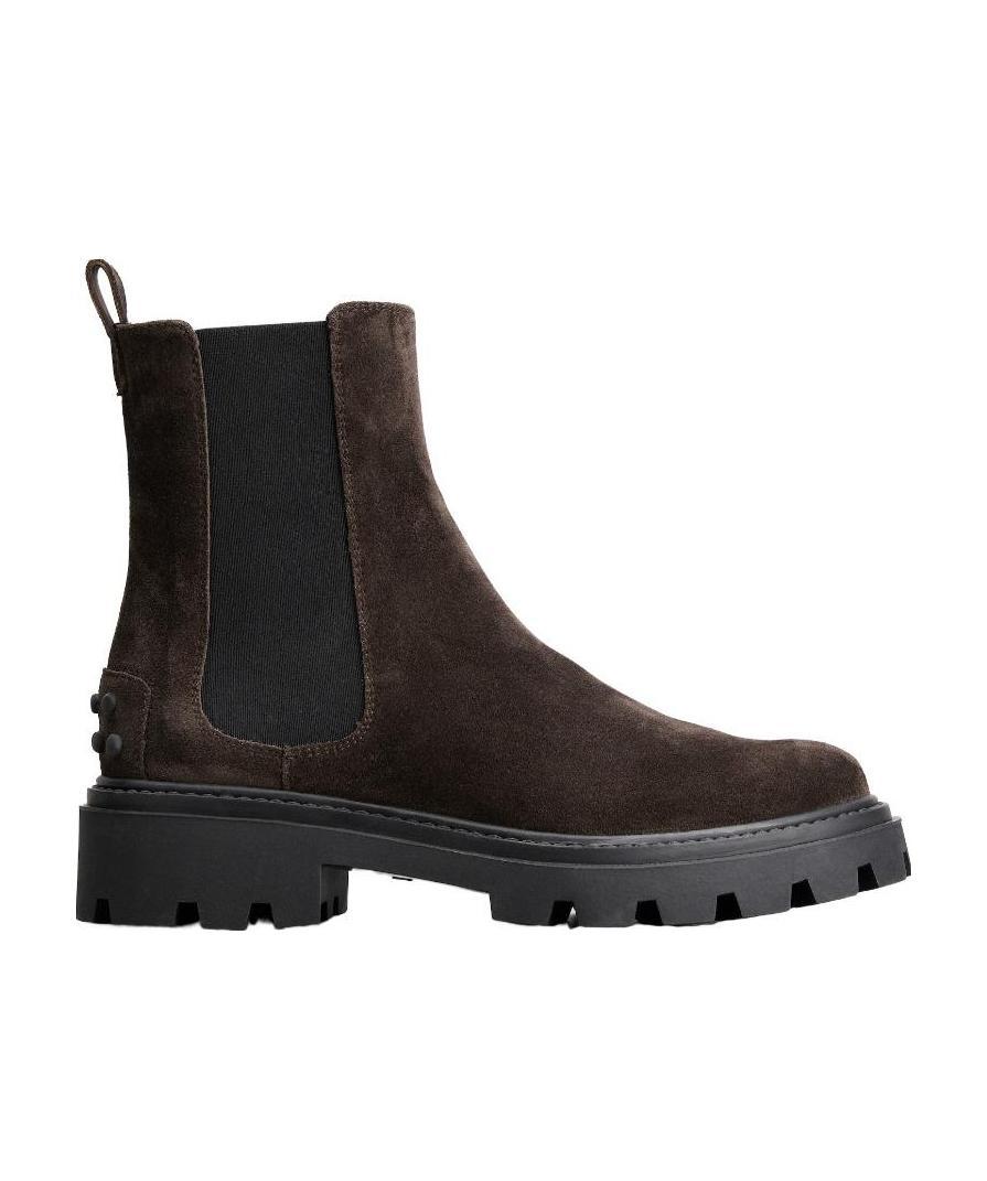 Tod's Brown Black Slip On Ankle Boots In Black