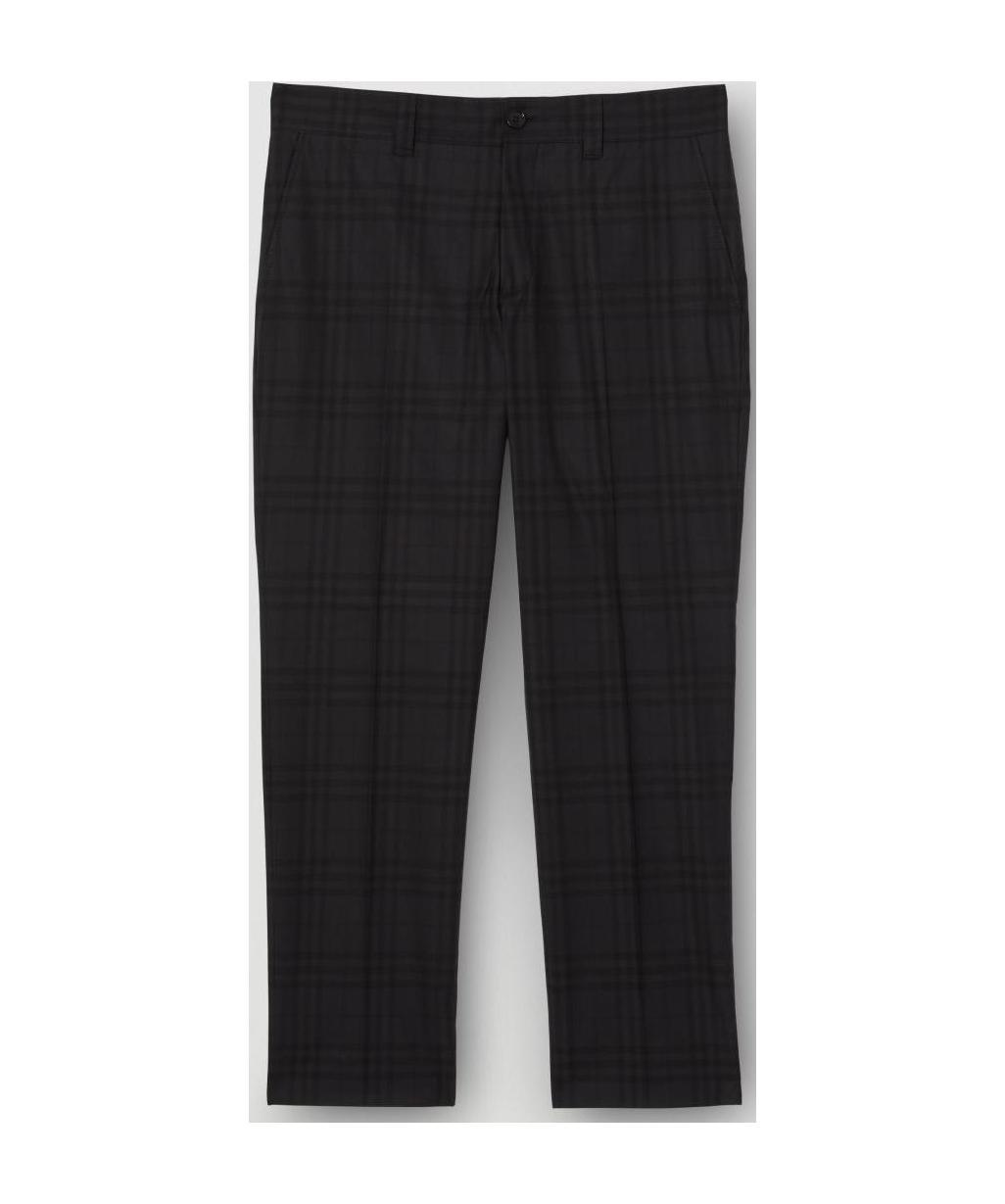 Burberry Check Cropped Tailored Trousers In Black