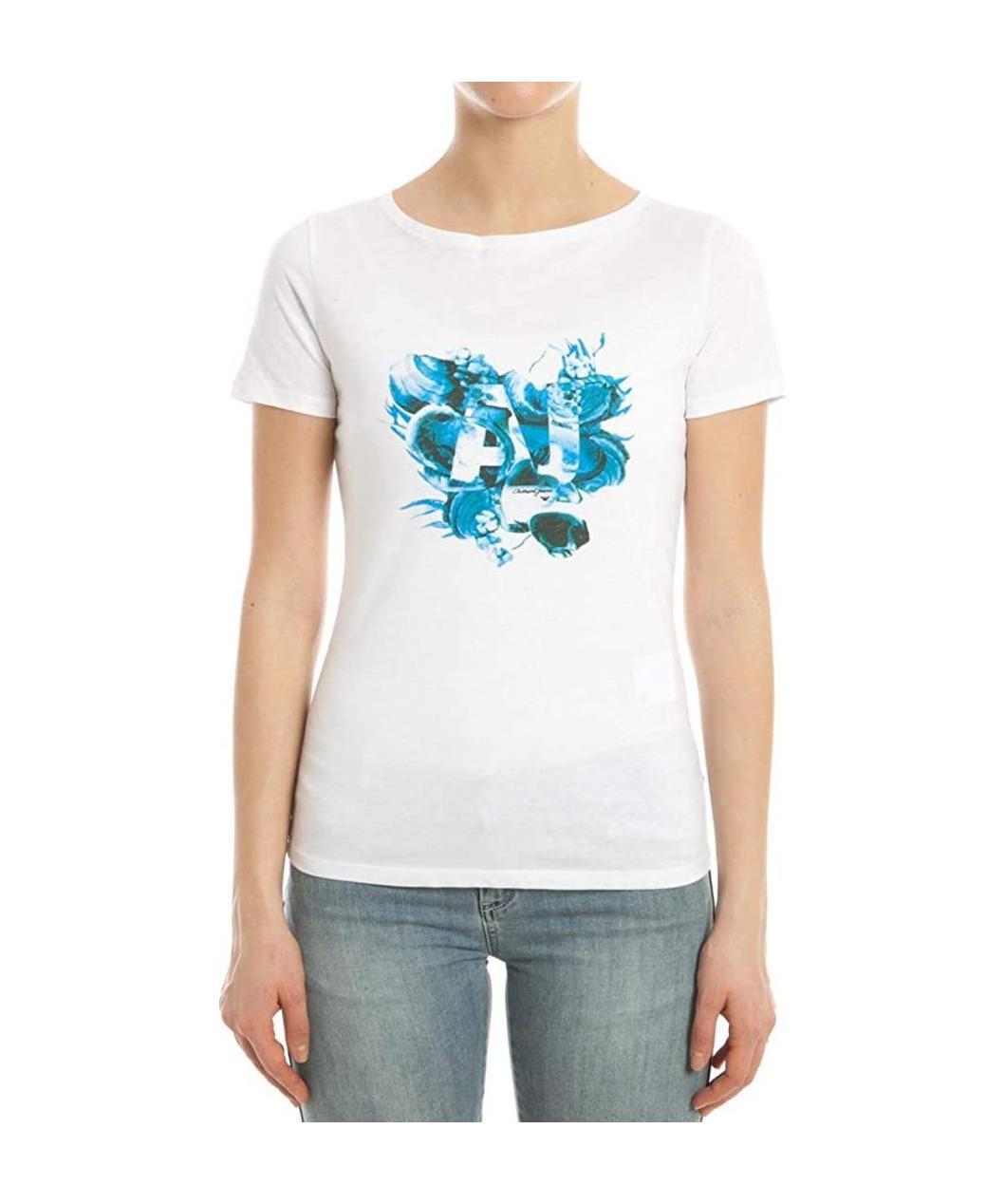 Armani Jeans Floral Logo T-shirt In White