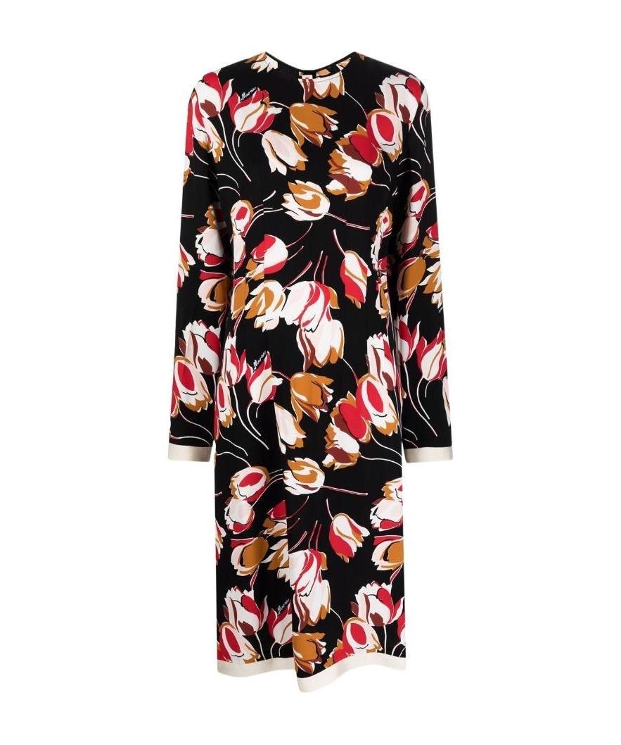 Marni Abstract-print Long-sleeve Dress In Black
