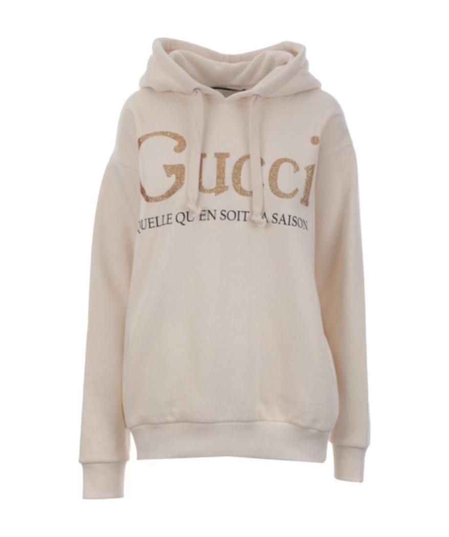 Gucci Golden Onion Logo Hooded Sweater In White