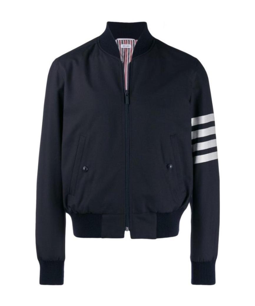 Thom Browne 4-bar Plain Weave Suiting Bomber Jacket In Black