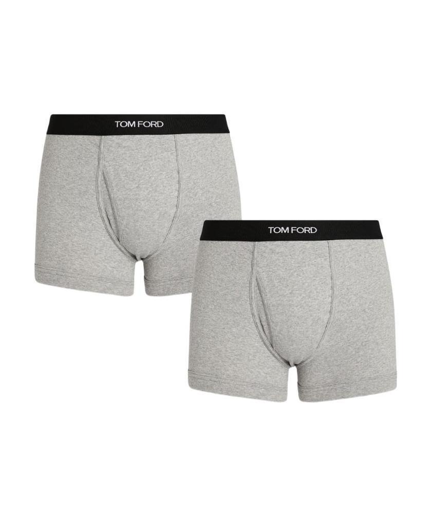 Tom Ford Set Of 2 Logo-waistband Cotton Boxer Briefs Clothing In Gray