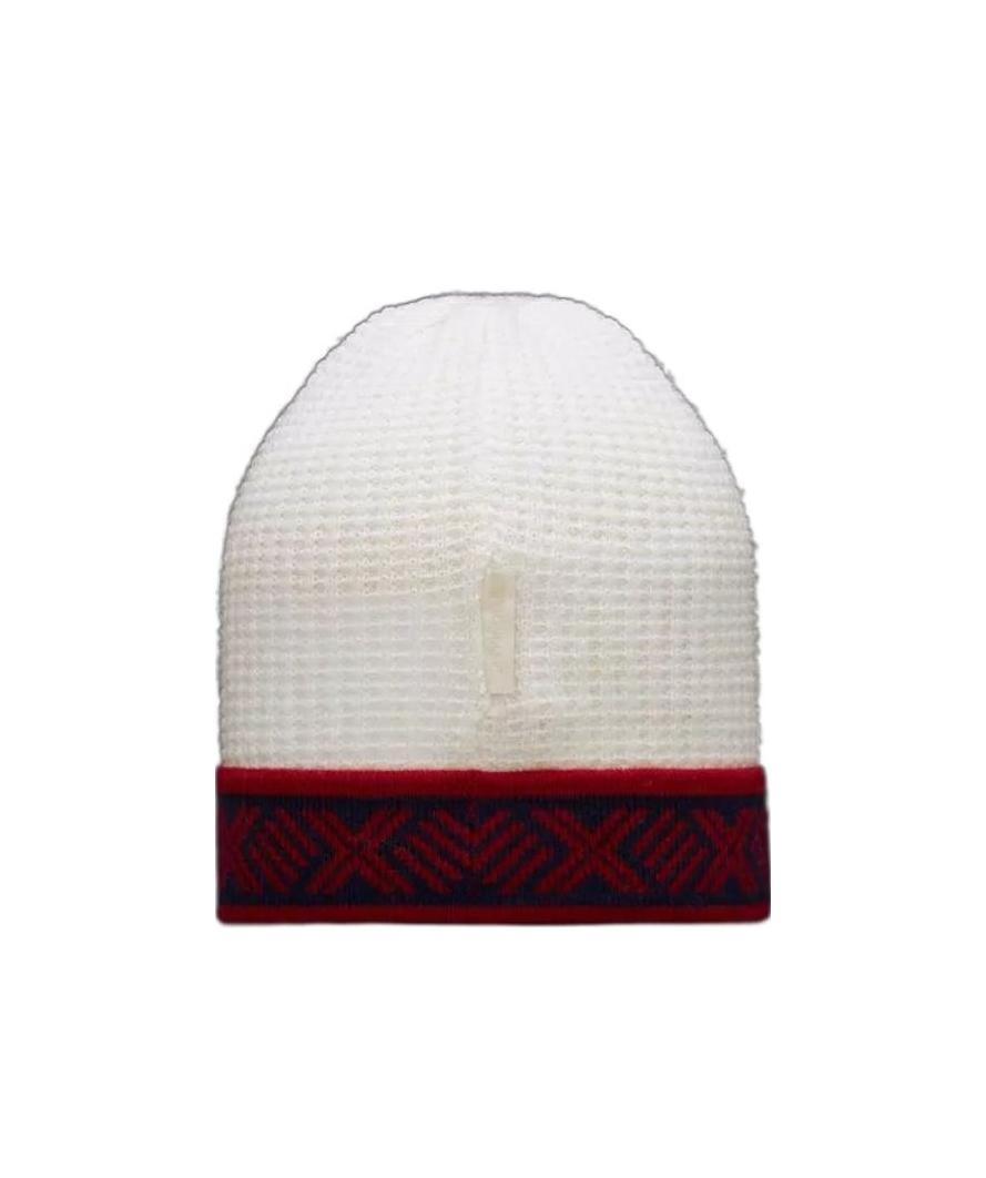 Moncler Logo-trim Knitted Beanie In White