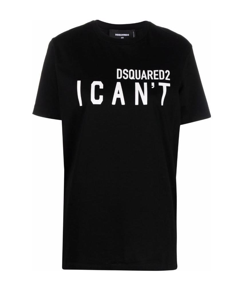 Dsquared2 Slogan Printed Crewneck T-shirt In Black