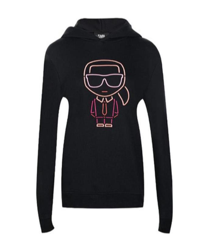 Shop Karl Lagerfeld Black Hooded Pullover