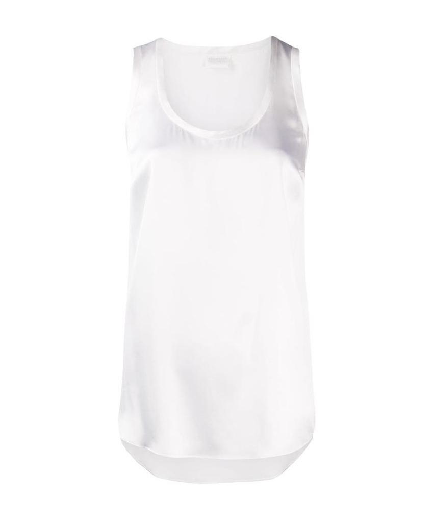 Brunello Cucinelli Stretch-silk Satin Reversible Tank Top In White