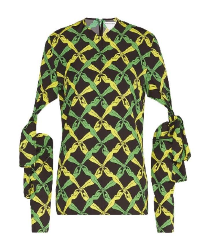 Bottega Veneta Printed Viscose Blouse In Green