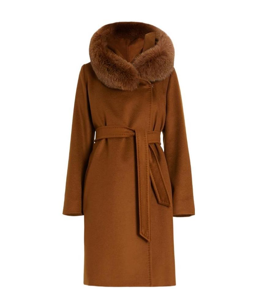 Max Mara Logo Coat In Brown