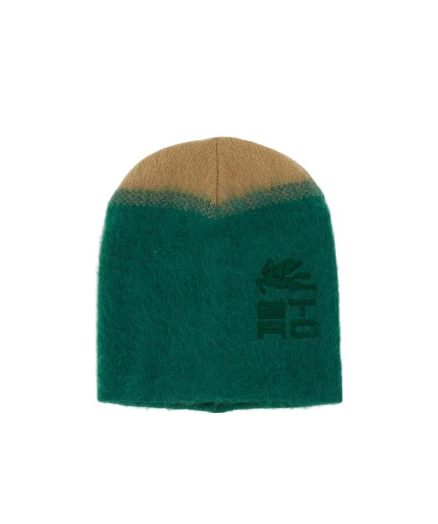 Etro Embroidered-logo Beanie In Green