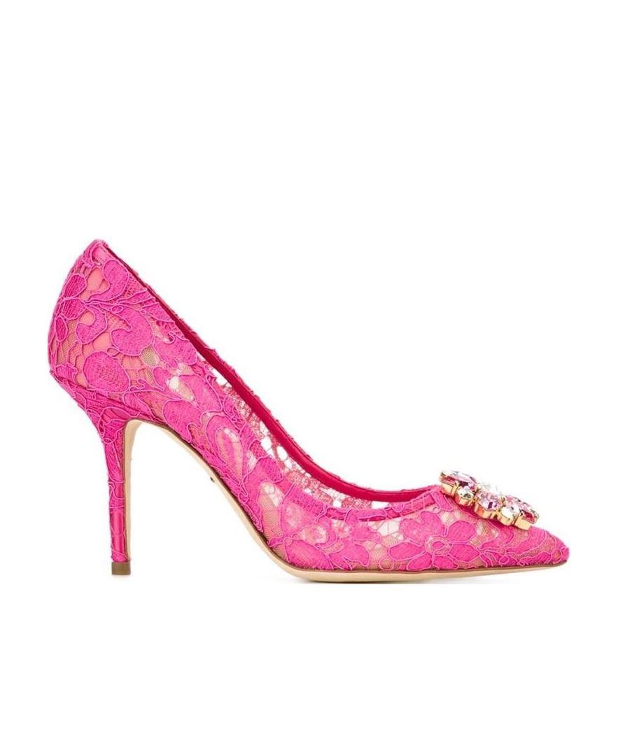 Dolce & Gabbana Woman Pumps Fuchsia Size 5.5 Viscose, Cotton, Silk, Polyamide In Animal Print