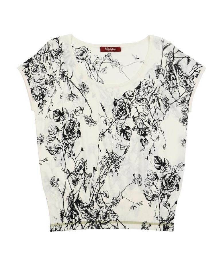 Max Mara Printed T-shirt With Round Neck In White