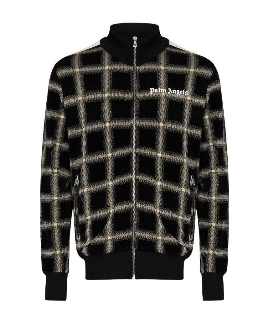 Palm Angels Checked Track Jacket In Black