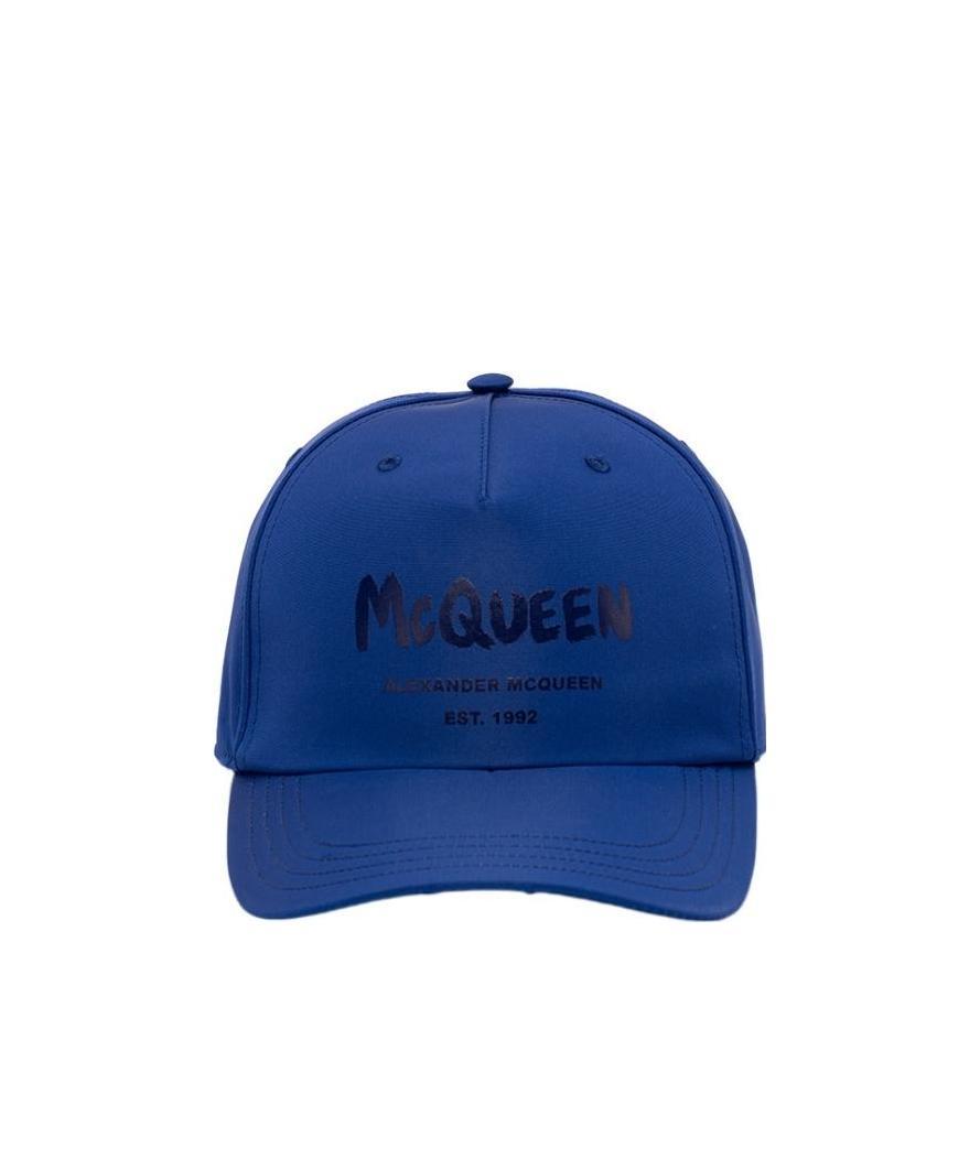 Alexander Mcqueen Graffiti-print Baseball Cap In Blue