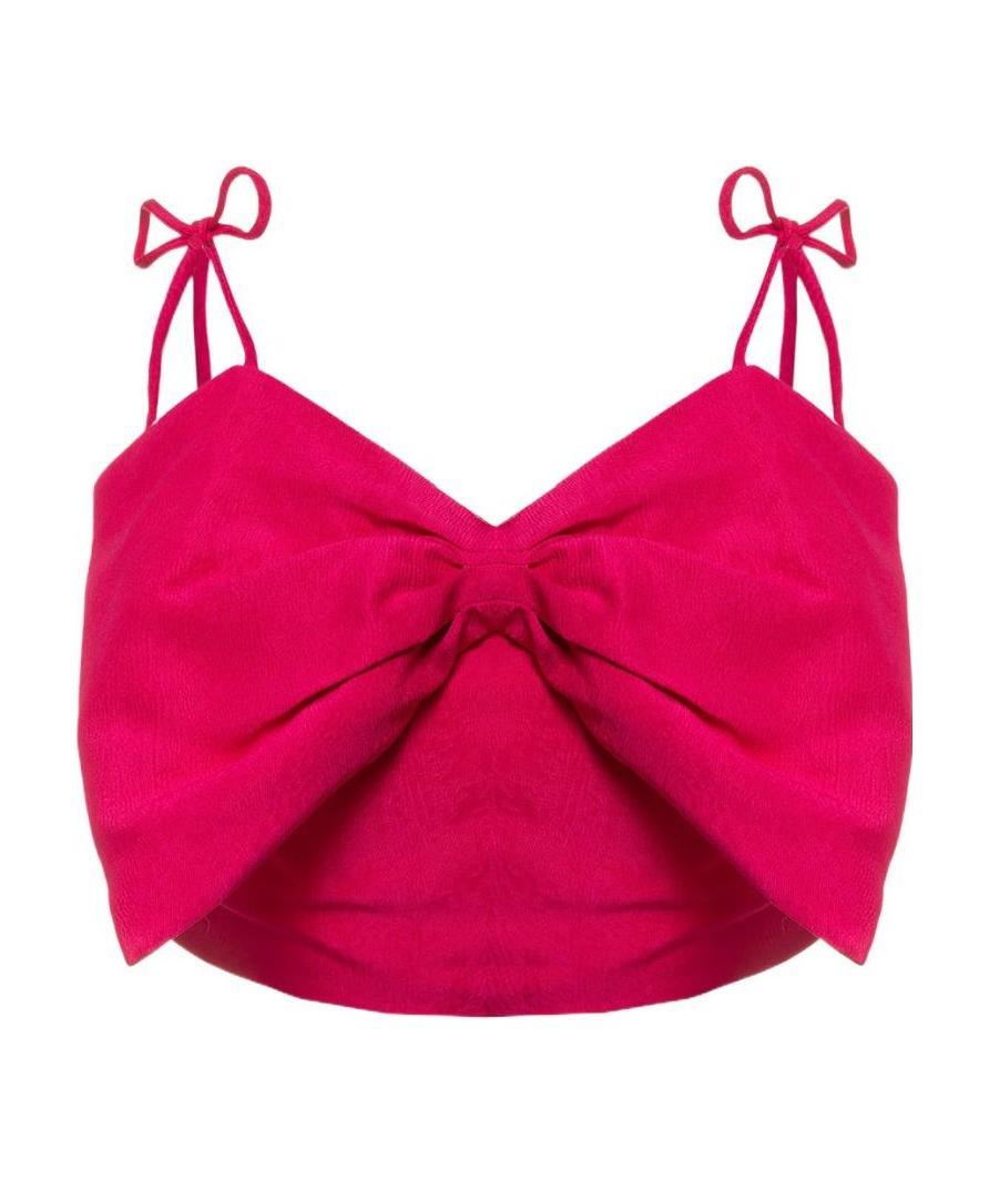 Msgm Bow-detailed Cropped Top