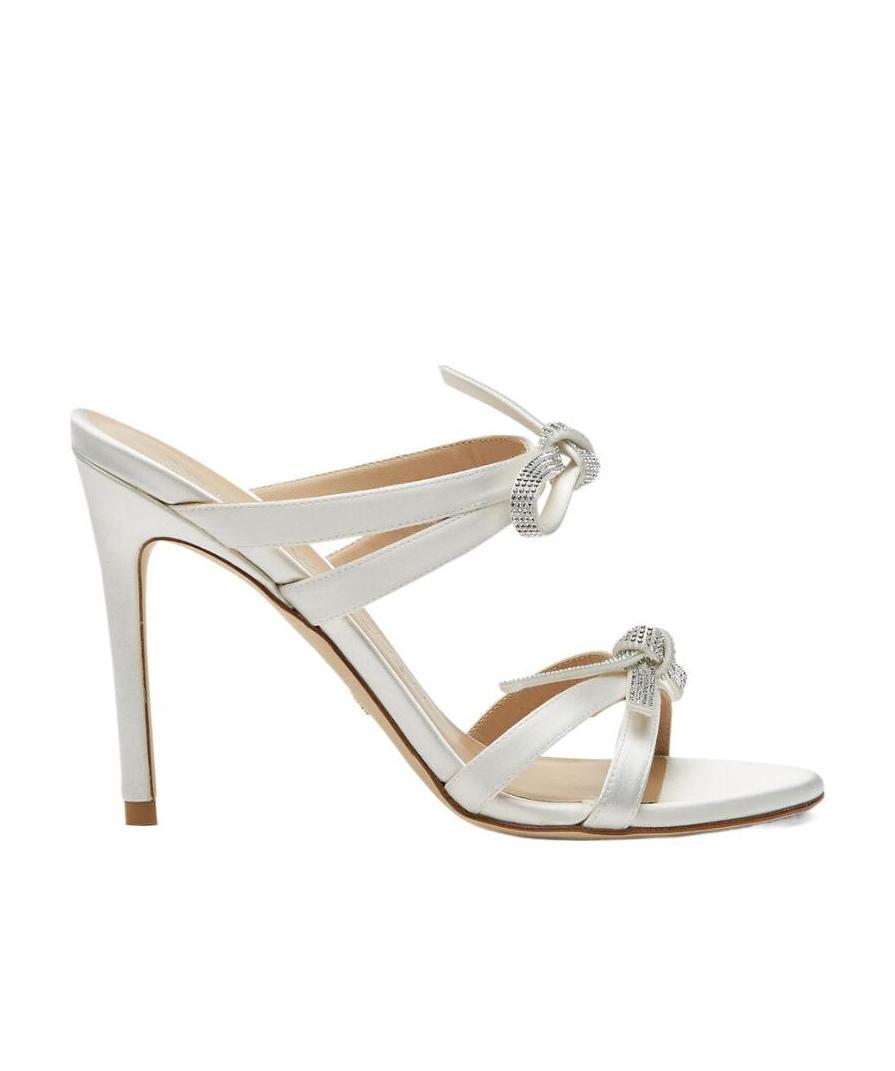 Stuart Weitzman 110mm Sw Bow Crystal Embellished Sandals In White