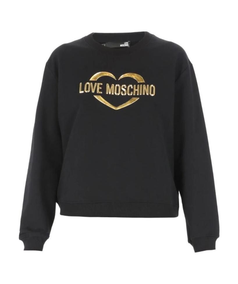 Moschino Metallic-logo Sweatshirt In Black