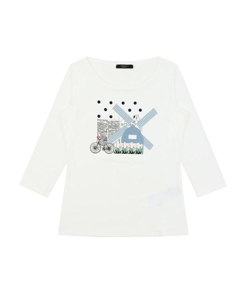 Weekend Max Mara T-shirt With Round Neck And Long Sleeves In White