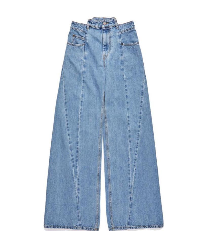 Maison Margiela High-waisted Cut-out Jeans With Wide Leg Silhouette In Blue
