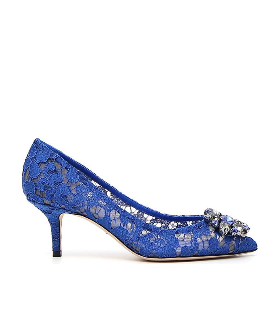 Dolce & Gabbana Bellucci Taormina Lace Pumps In Blue
