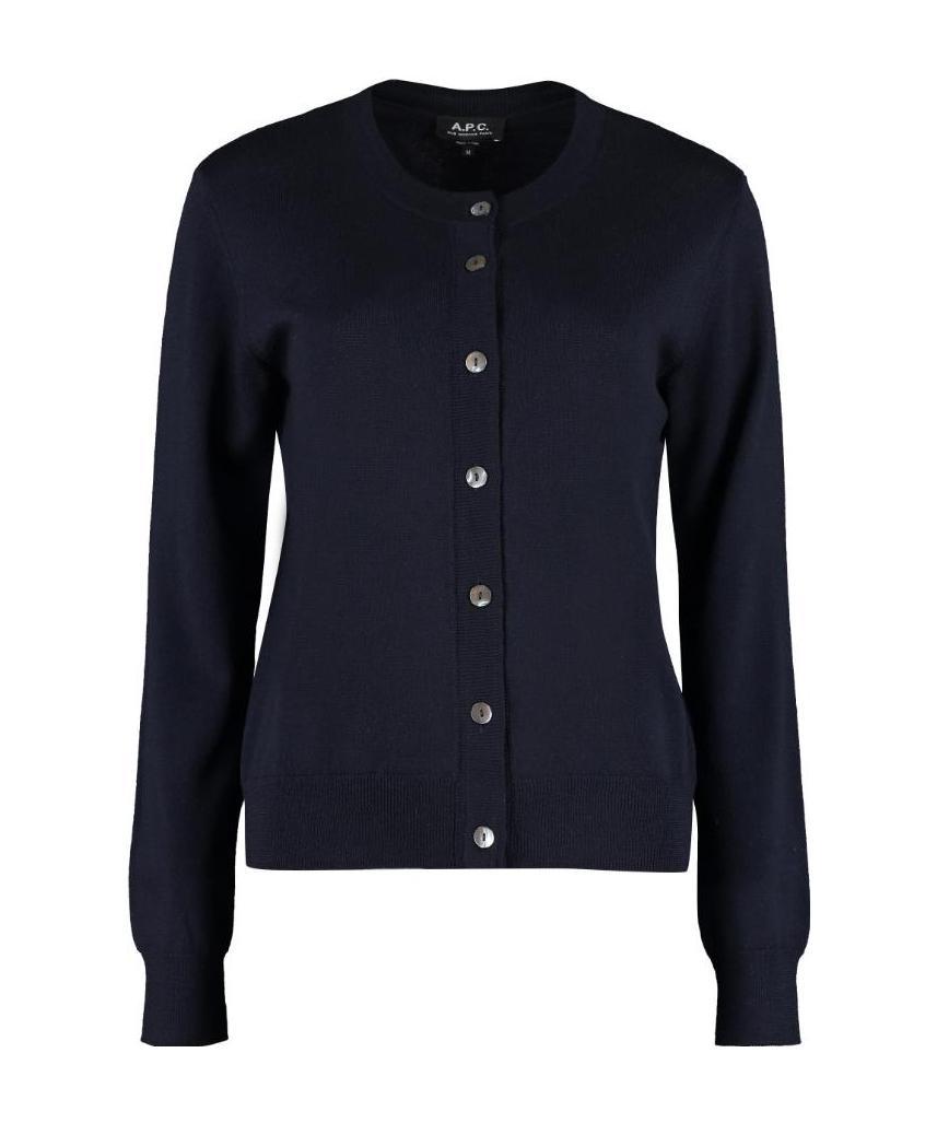Apc Button-down Knit Cardigan In Black