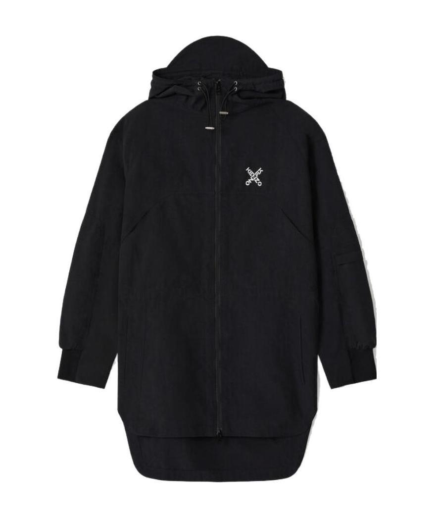 Kenzo Logo Print Zipped Jacket In Black