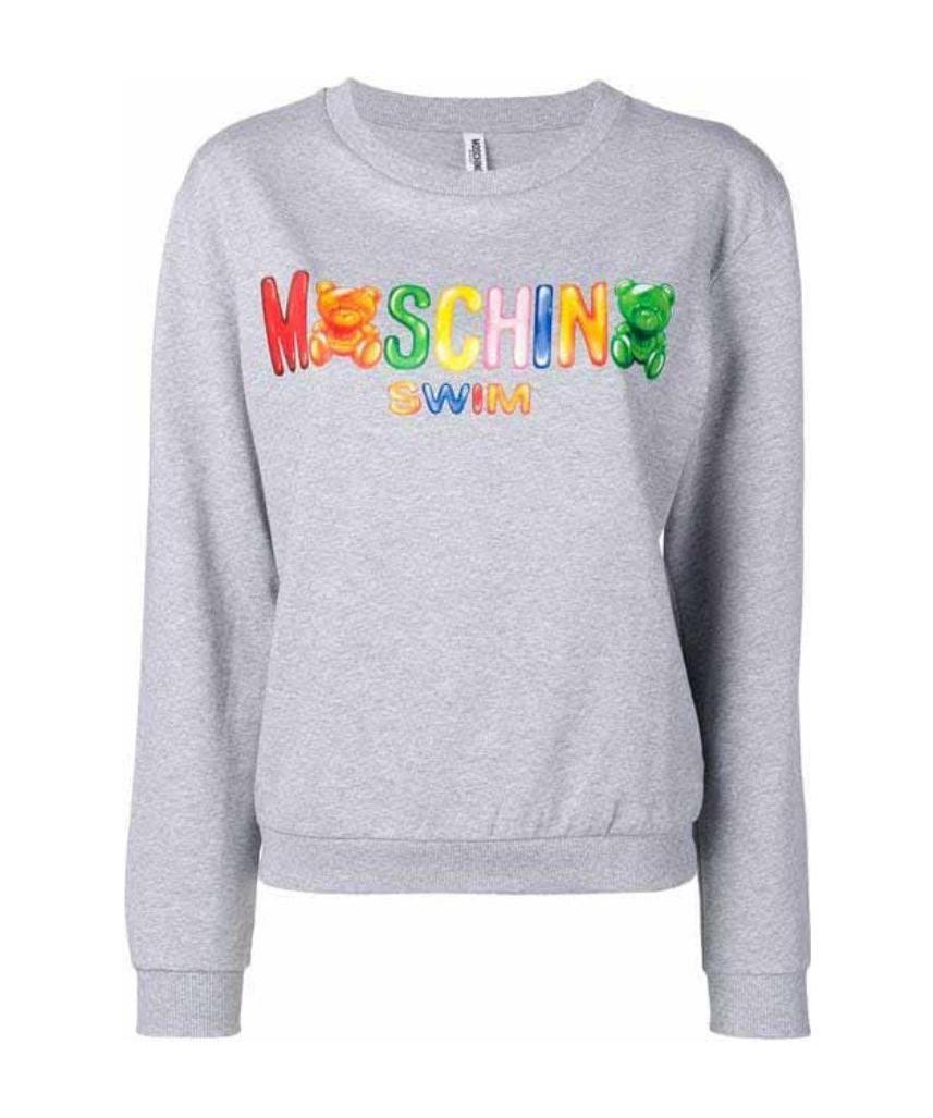 Moschino Logo Printed Sweater In Gray