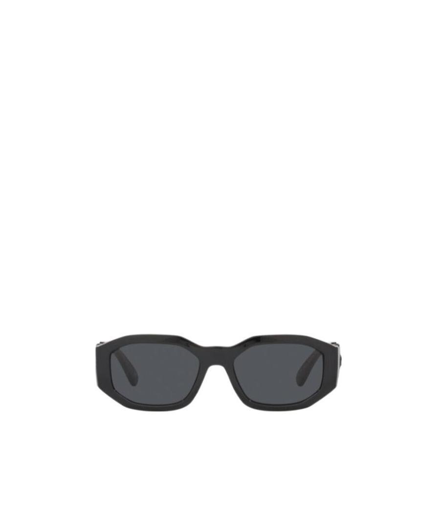 Versace Logo Geometric Frame Sunglasses In Gray