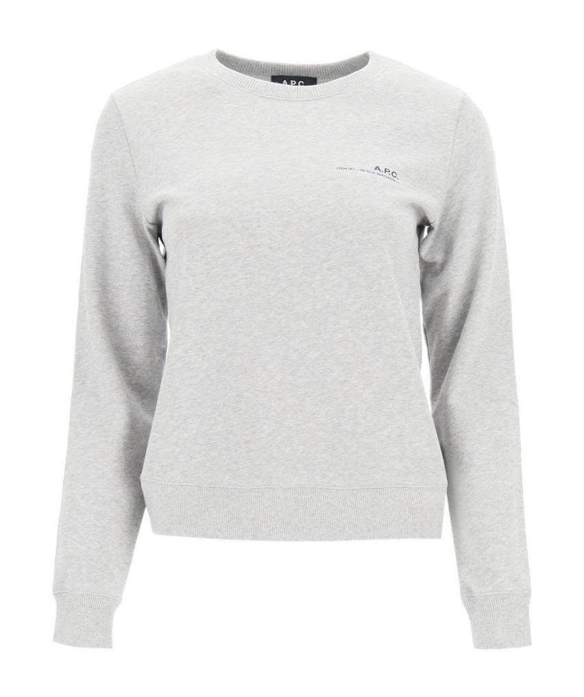Apc Logo Print Sweatshirt In Gray