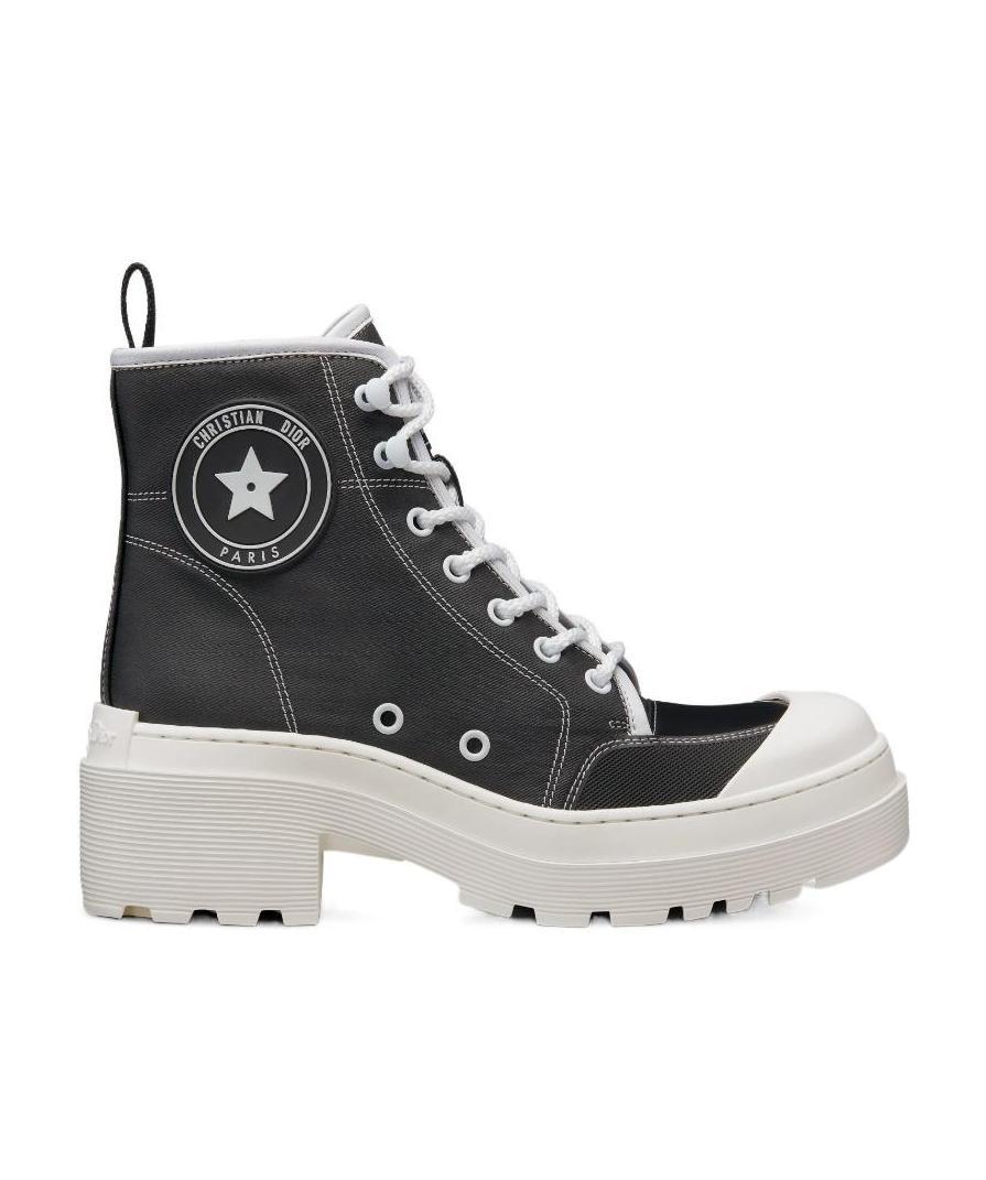Dior D-riselogo Logo Lace-up Boots In Black