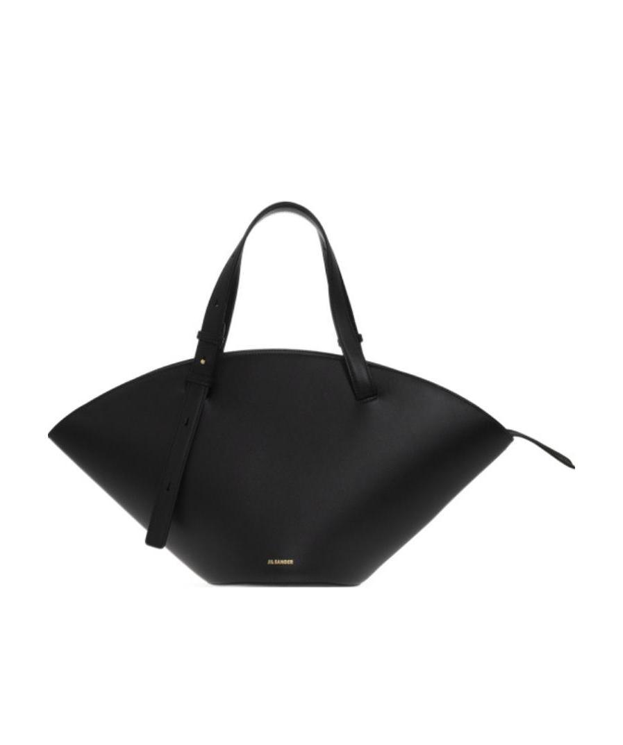 Jil Sander Medium Leather Sombrero Shoulder Bag In Black