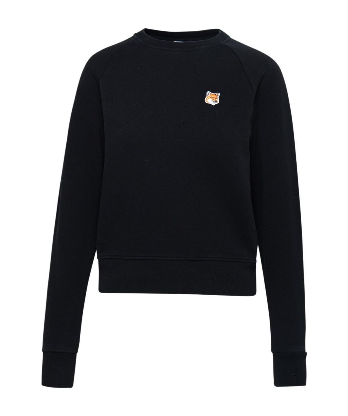 Maison Kitsuné Black Fox Head Long Sleeve T-shirt In Black