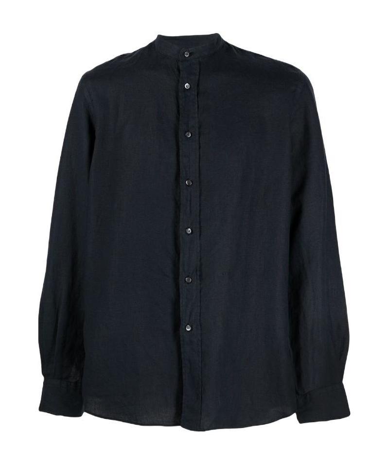 ASPESI BAND-COLLAR LINEN SHIRT