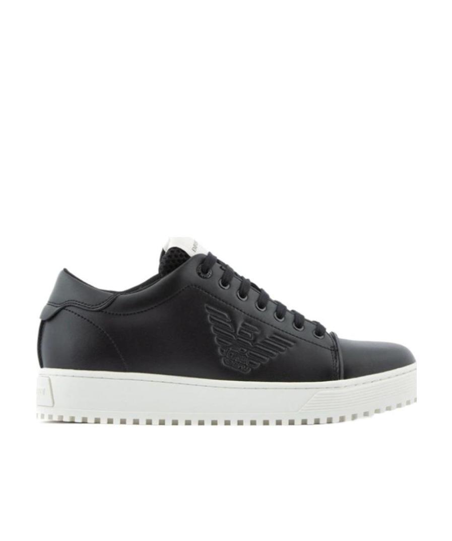 Emporio Armani Logo-detail Lace-up Trainers In Black