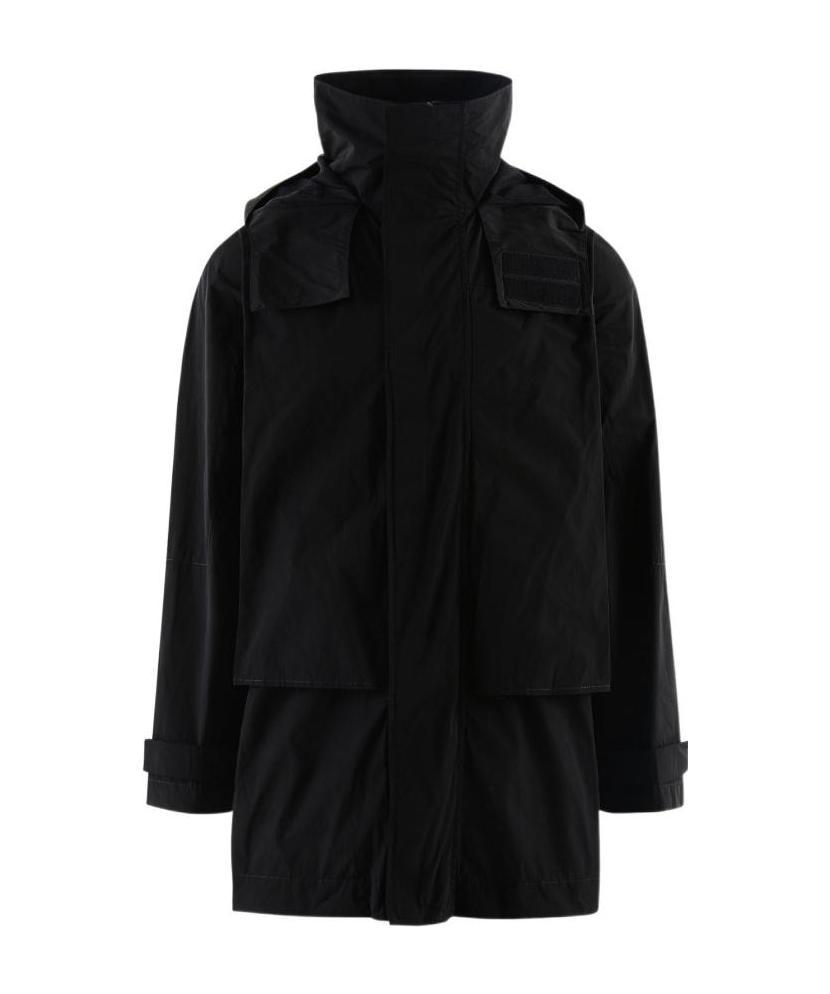 Dsquared2 Logo-print Hooded Mid-length Coat In Black