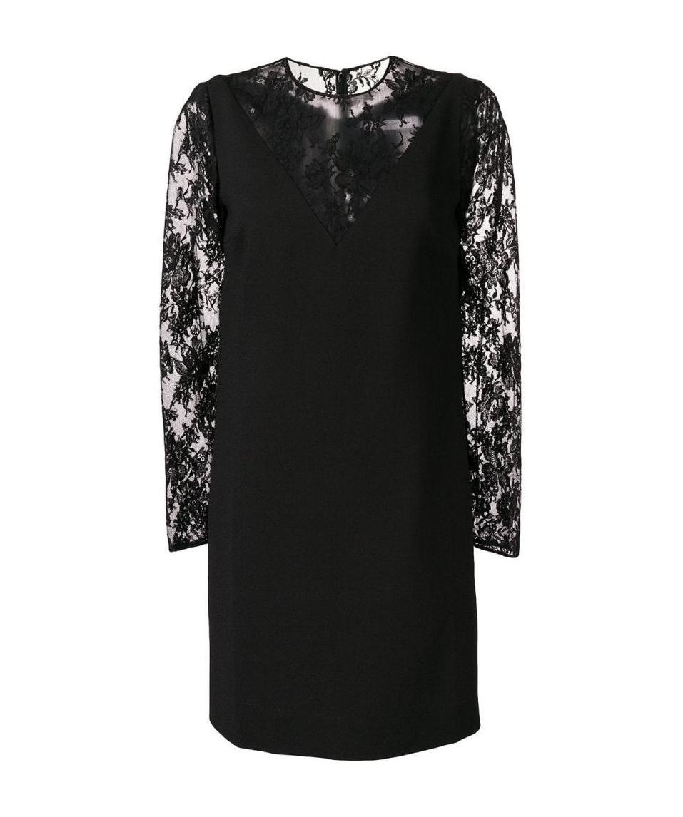 Givenchy Mini Floral Lace Dress In Black