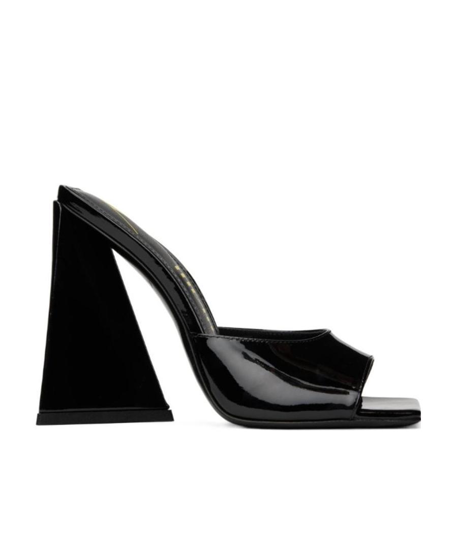 Attico Devon 85mm Patent-leather Mules In Black