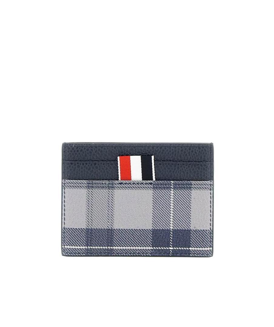 Thom Browne Check-printed Cardholder In Gray