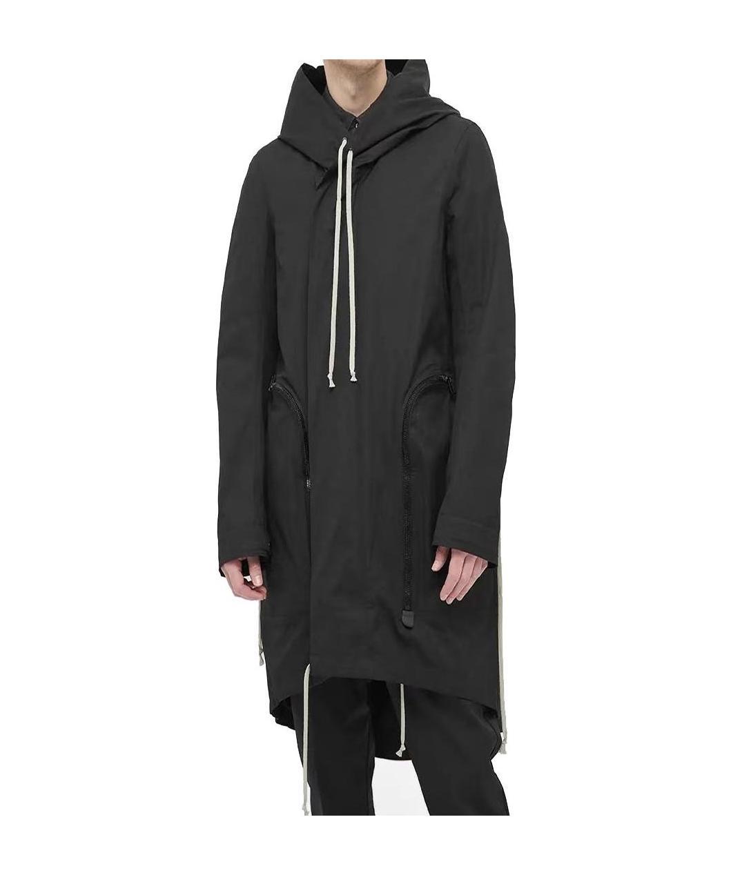 Rick Owens Asymmetrical-front Cotton Fishtail Parka In Black