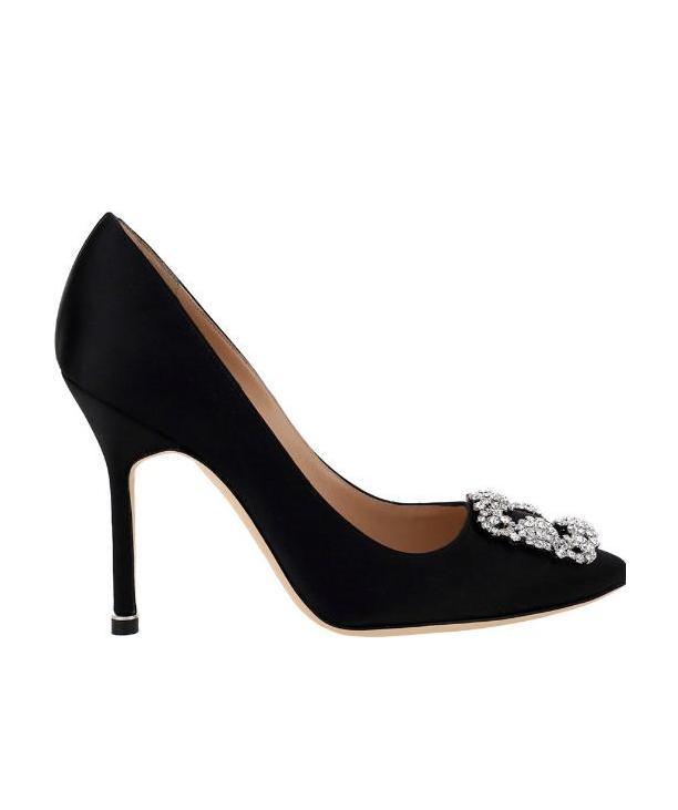 Manolo Blahnik 70mm Hangisi Crystal-buckle Pumps In Black