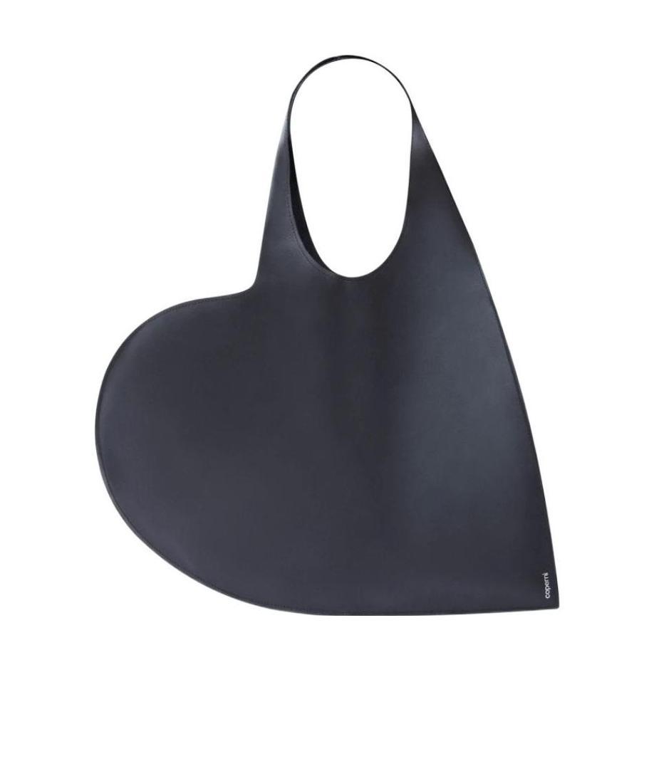 Coperni Heart Tote Bag In Black Leather In Black