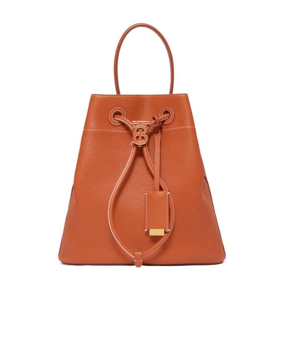 Burberry Pebble-textured Drawstring Tote In Brown
