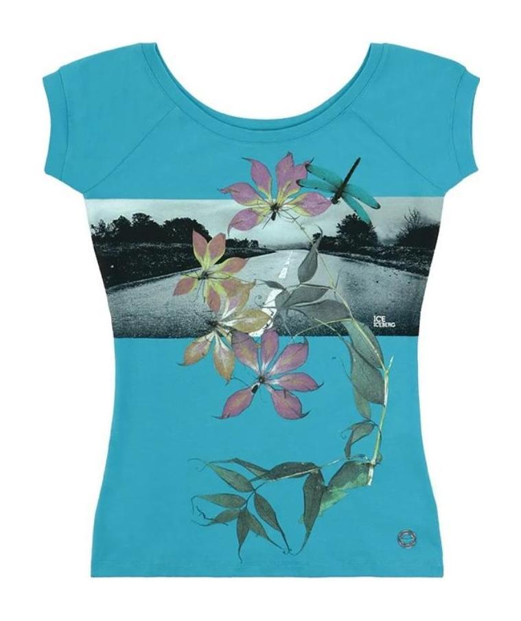 Shop Iceberg Printed T-shirt With Round Neck In Green