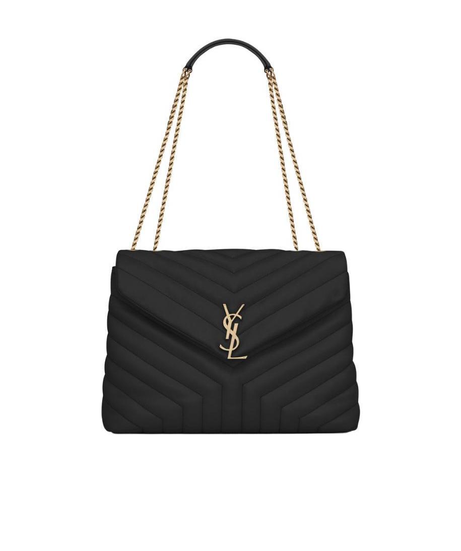 Saint Laurent Medium Loulou Quilted Shoulder Bag In Black
