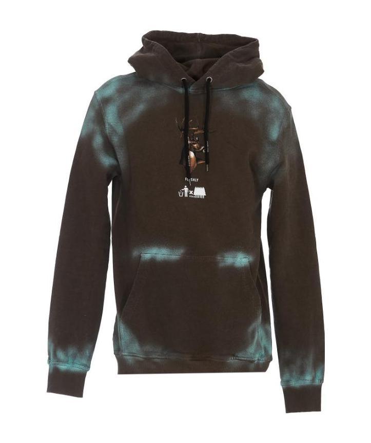 Mauna Kea Deer-print Cotton Hoodie In Black